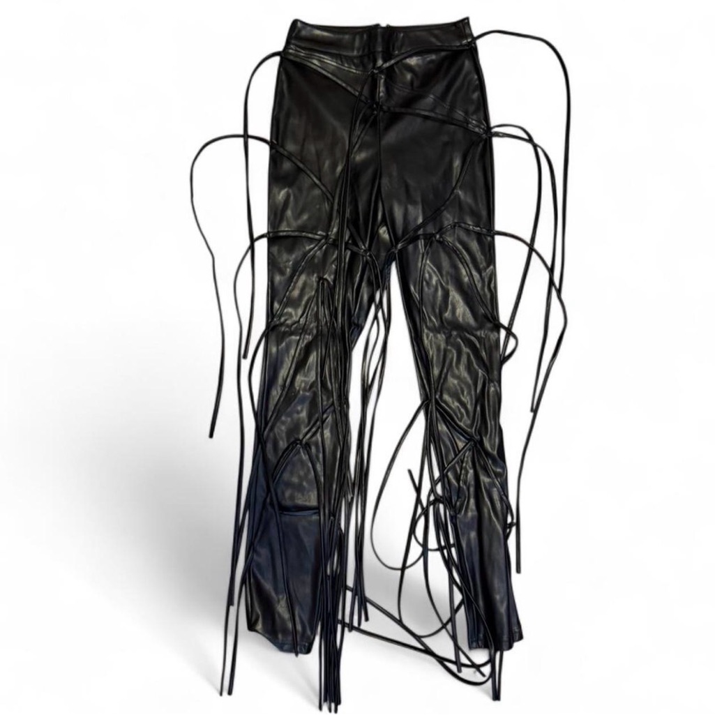 Fashion Nova Black Leather Pants With Fringe